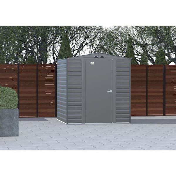 Select 6 ft. W x 7 ft. D Charcoal Metal Shed 39 sq. ft.