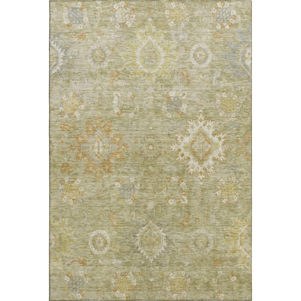 Mayfield Premium Machine Washable Abstract AMF1927 Sage 9 ft. x 12 ft. Area Rug