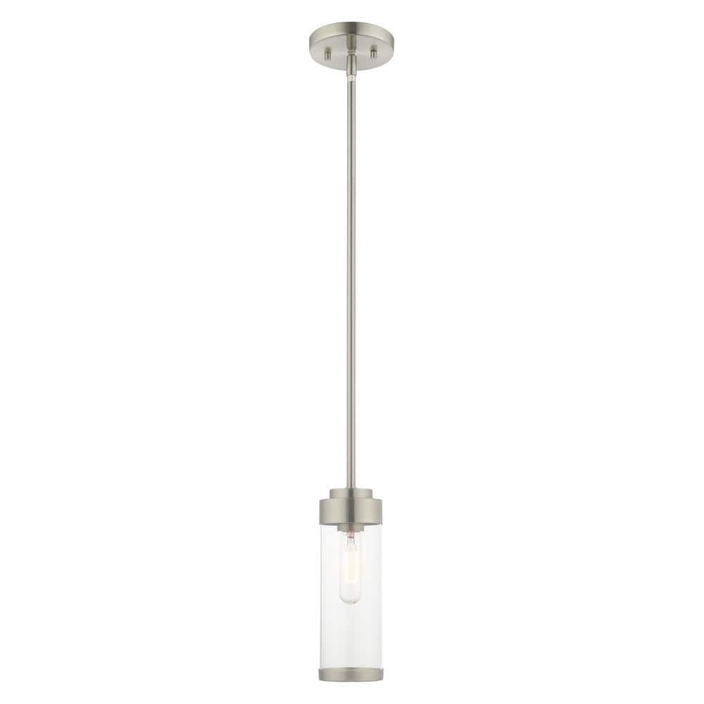 Brushed Nickel Mini Pendant with Clear Glass Shade