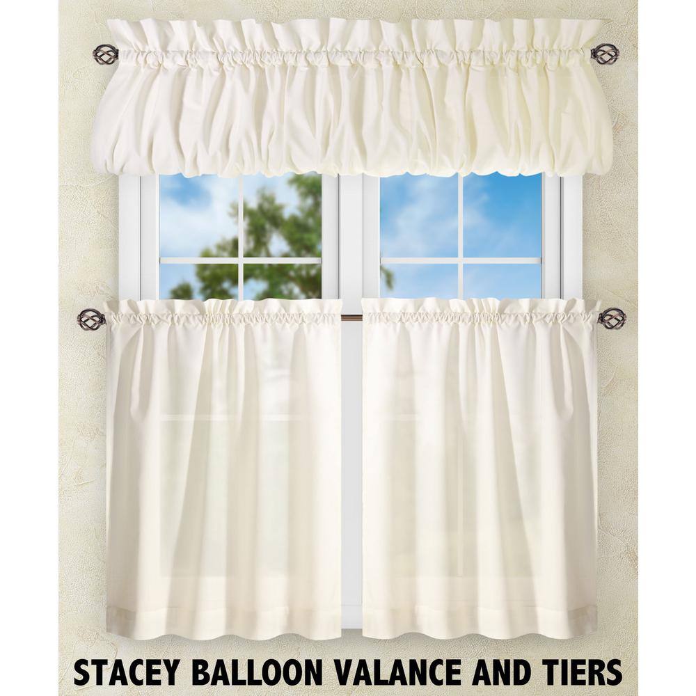 Stacey Ice Cream Sheer Cotton Polyester Rod Pocket Window Tier Pair