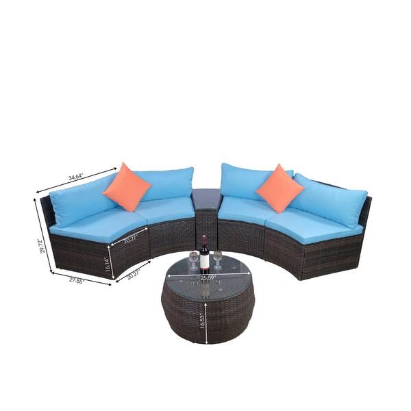 Boyel Living 6 Piece Patio Furniture Sets Outdoor Half Moon Wicker Sofa Set With Two Pillows And Coffee Table Blue Cushions Tp Sh000068caa Outdoor Half Moon Wicker Sofa Set, Half Moon Outdoor Patio Furniture