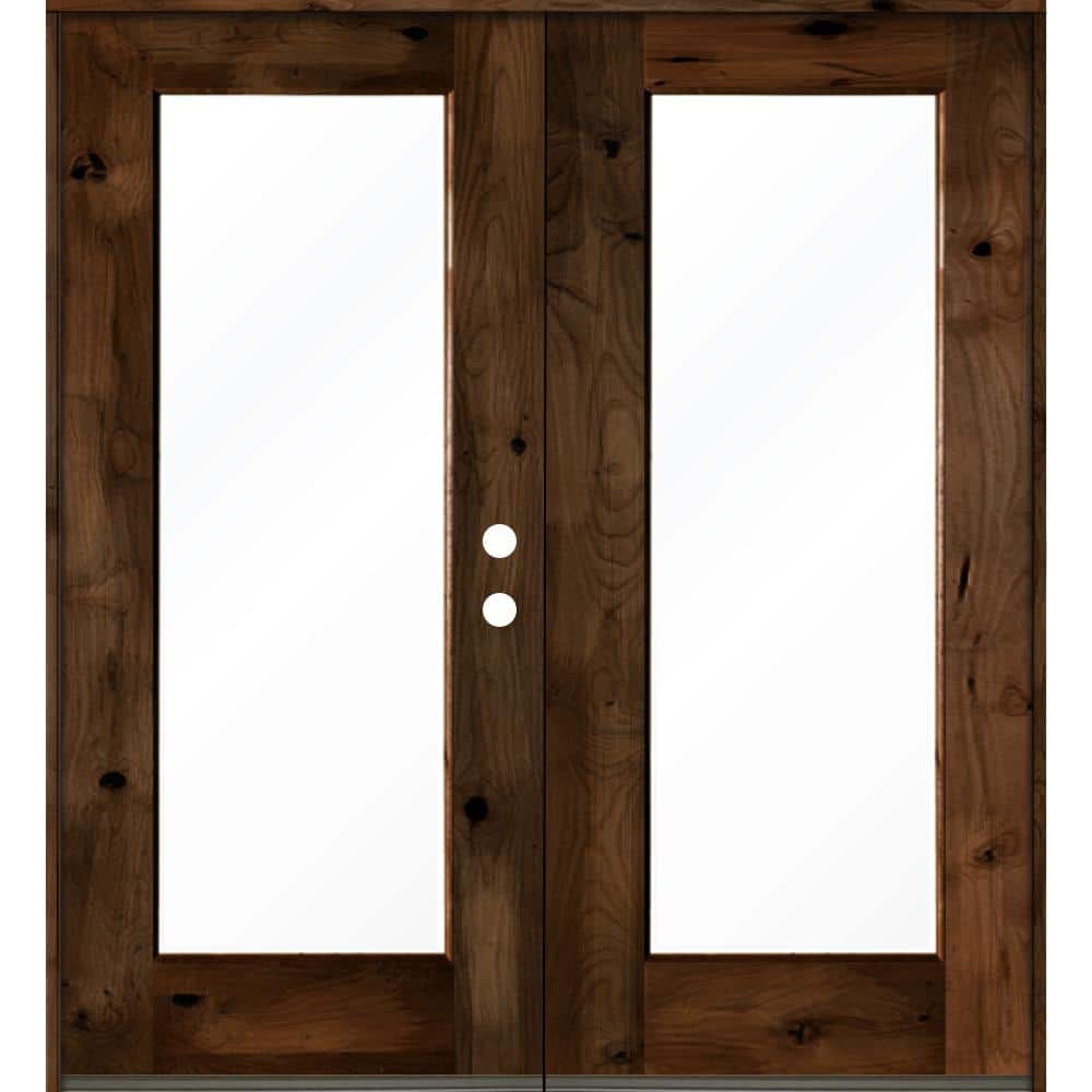 72 in. x 80 in. Rustic Knotty Alder Wood Clear Full-Lite Provincial Stain Left Active Double Prehung Front Door price history on PriceWatchPro