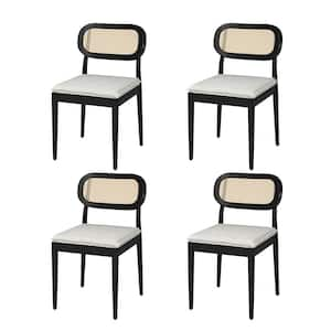 Laurente Black Modern Ratten Dining Chair with Removable Cushion (Set of 4)