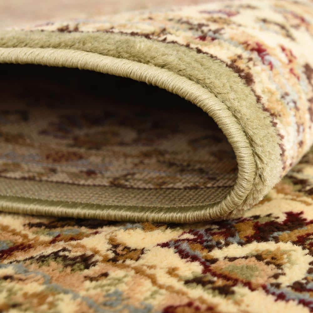Elegant Damask Light Green Synthetic Area Rug 7' x 10'
