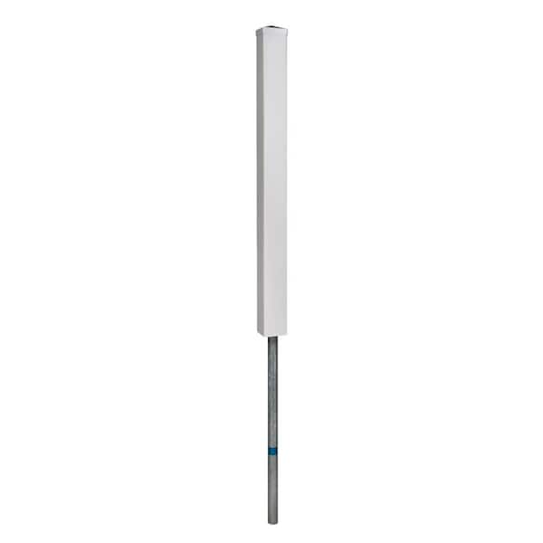 WamBam Fence No-Dig Permanent 4 in. x 4 in. x 4 ft. White Vinyl Fence Post with No-Dig Pipe Anchor and Cap