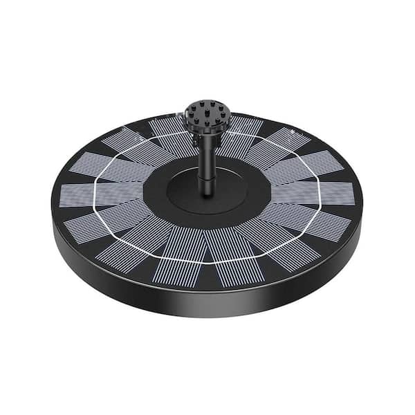 6.7 Black Solar Bird Bath Water Fountain Pump with 6 Nozzles for Bird Bath, Garden, Ponds, Pool, Fish Tank