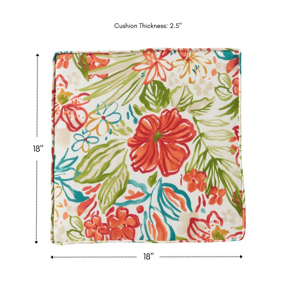 18" Breeze Floral Polyester Outdoor Chair Pads, Set of 2