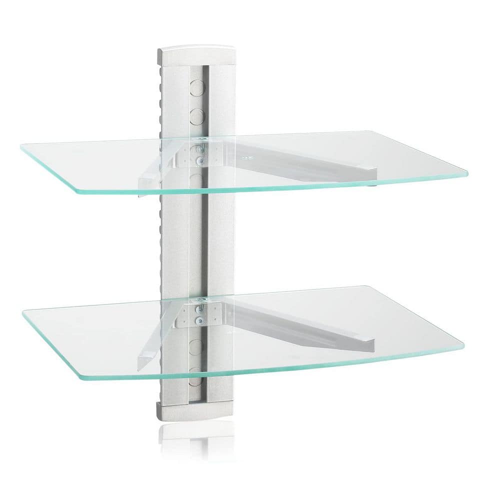 2-Layer Floating Wall Mount Shelf with Strengthened Tempered Glass for DVD Players, Silver price history on PriceWatchPro