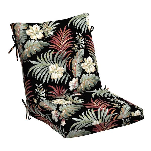 ARDEN 21 in. x 21 in. Outdoor Plush Modern Tufted Blowfill Dining Chair Cushion, Black Tropical