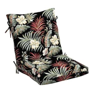 21 in. x 21 in. Outdoor Plush Modern Tufted Blowfill Dining Chair Cushion, Black Tropical