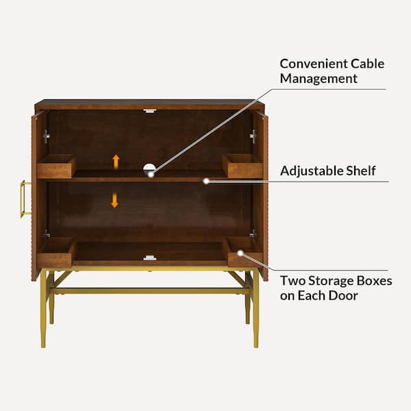 JAYDEN CREATION Zacharias Walnut 34 in. Tall 2 - Door Modern