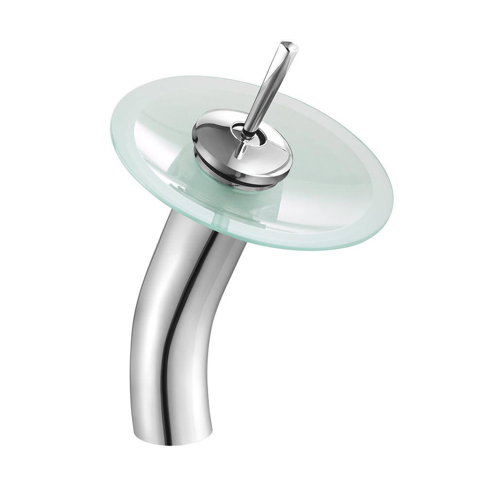 Cascade Frosted Glass 16.5" Vessel Sink with Faucet