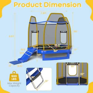 7 ft. Kids Recreational Trampoline w/Ladder & Slide Ocean Ball Indoor Outdoor ASTM Blue