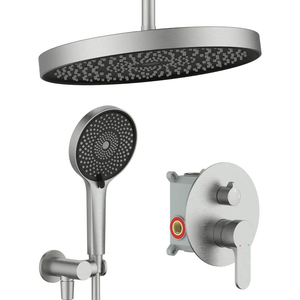 Gunmetal Grey Shower Faucet Handles Bathroom Brass Exposed Matte Black/  White Chrome Shower System