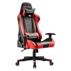 Red Gaming Chair Racing Office Computer Ergonomic Leather Game Chair with Headrest and Lumbar Pillow Esports Chair