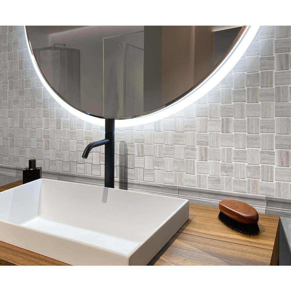 Apollo 12" Gray Polished Marble Chair Rail Tile Trim