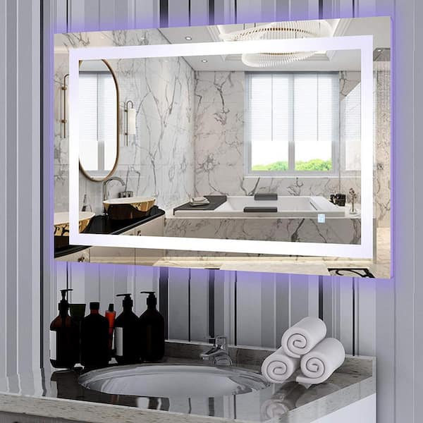 Vanity Art 39.5 in. W x 28.5 in. H Frameless Rectangular LED Light Bathroom  Vanity Mirror in Clear VA52 - The Home Depot