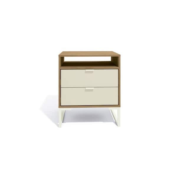 HOMESTOCK 21.6 in. H x 12 in. W x 16 in. D Cream Night Stand