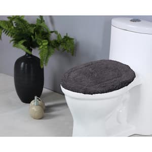 Waterford Collection 100% Cotton Tufted Bath Rug, 18 in. x18 in. Toilet Lid Cover, Gray