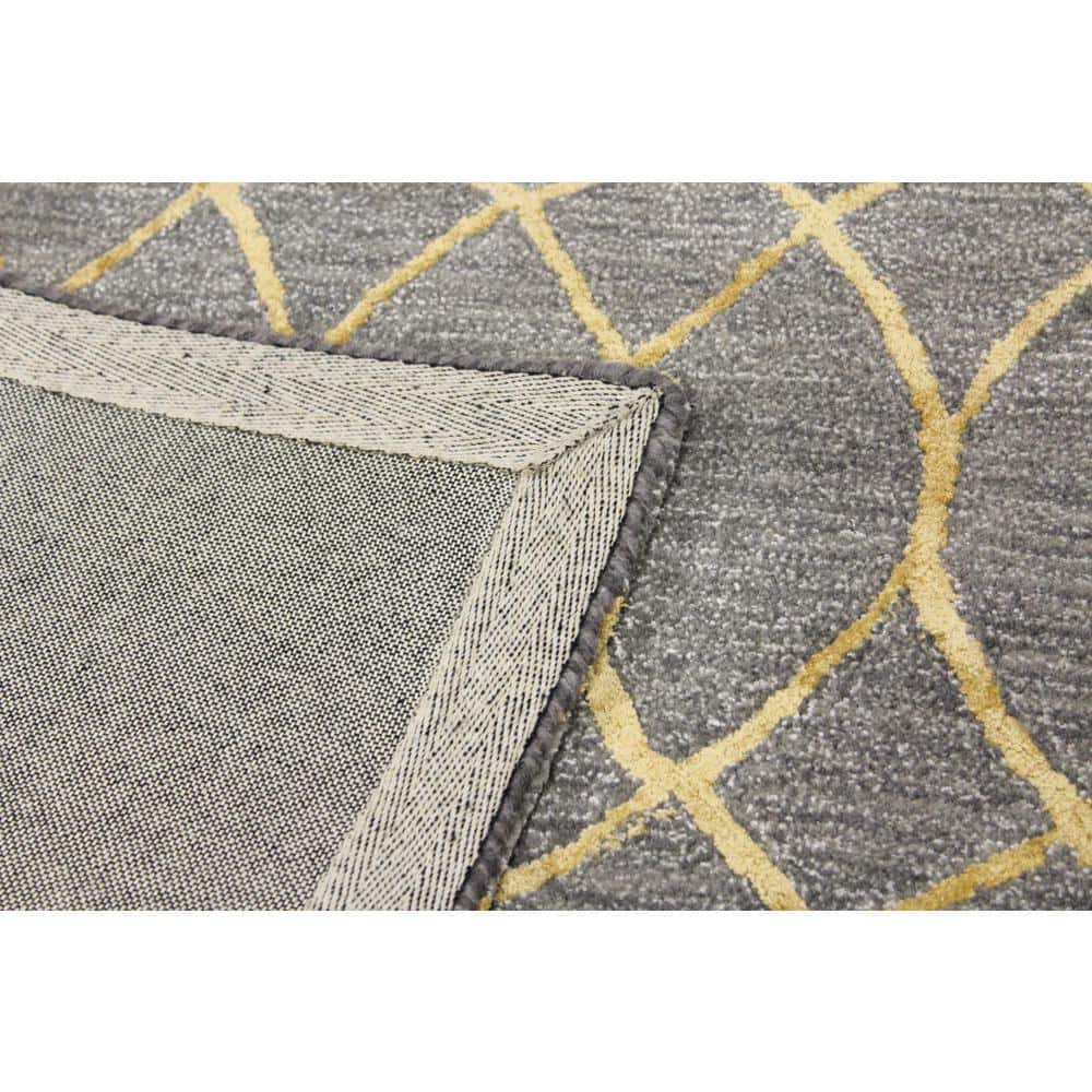 Gray Geometric Hand-Tufted Wool and Viscose Area Rug