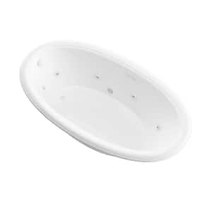 Topaz 60 in. Oval Drop-in Whirlpool Bath Tub in White