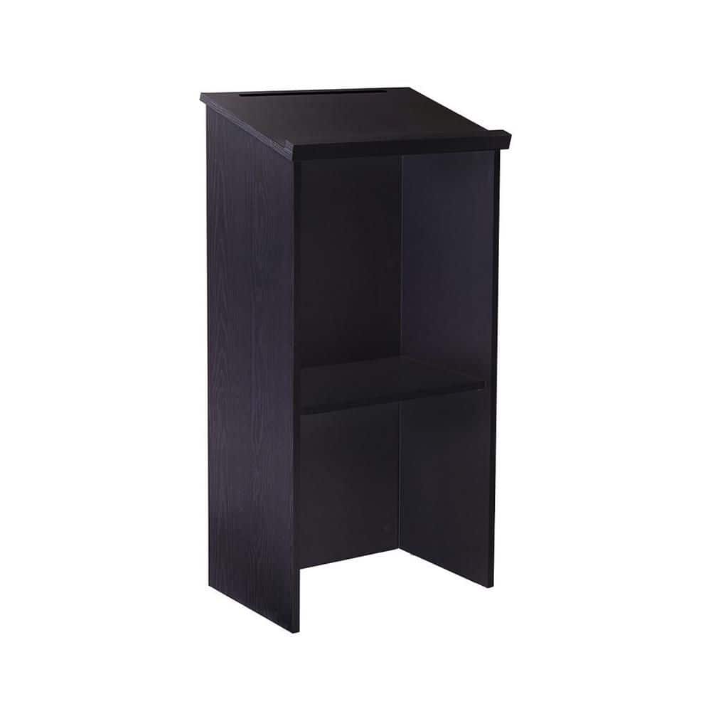 Black Wood Floor Lectern Podium Pulpit Speaker Presentation Stand with Storage Shelf price history on PriceWatchPro