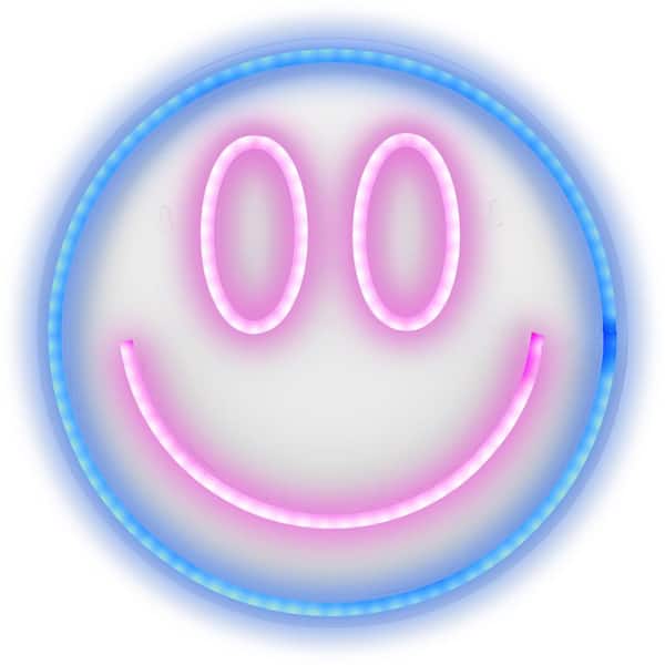 Smiley Face 1-Piece Unframed with LED Light Neon Sign, Home Wall Art 13  in. x 13 in. XNS7-1006-BLU - The Home Depot
