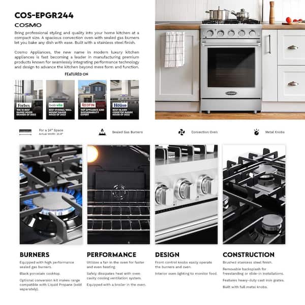 Cosmo 24 in. Haven Collection 3.73 cu. ft. Gas Range with 4 Sealed