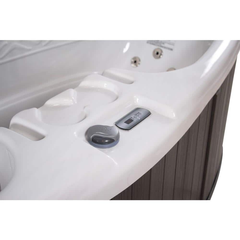 Gray Oval 2-Person Resin Plug and Play Hot Tub