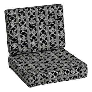 ProFoam 24 in. x 24 in. 2-Piece Deep Seating Outdoor Lounge Chair Cushion in Black Global Stripe