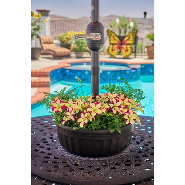 15 in. D x 5.5 in. H Medium Brown Savannah Umbrella Plastic Planter