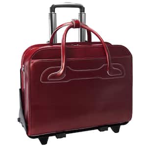 Willowbrook 15 in. Red Top Grain Cowhide Leather Patented Detachable - Wheeled Ladies Laptop Briefcase