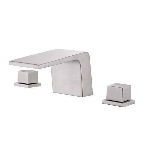 Aurora Decor Pome 8 in. Widespread 3 Hole 2-Handle Low-Arc Bathroom Faucet in Brushed Nickel