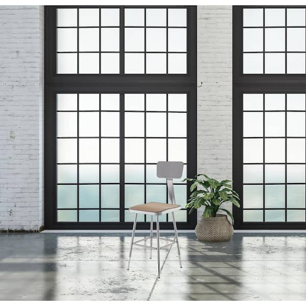 19 in. - 27 in. Height Grey Adjustable Heavy Duty Square Seat Steel Stool with Backrest (2-Pack)