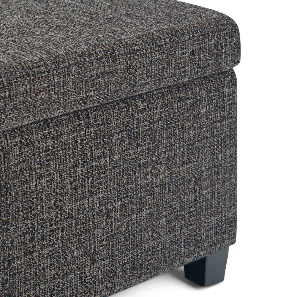Dark Gray Tweed Upholstered Storage Ottoman Bench