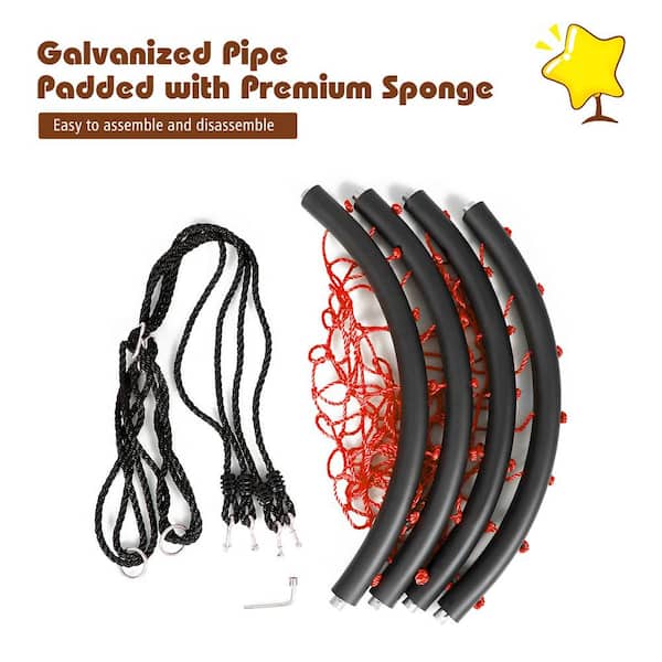 40 in. Orange Spider Tree Web Swing Set with Adjustable Hanging Ropes Kids Play Set