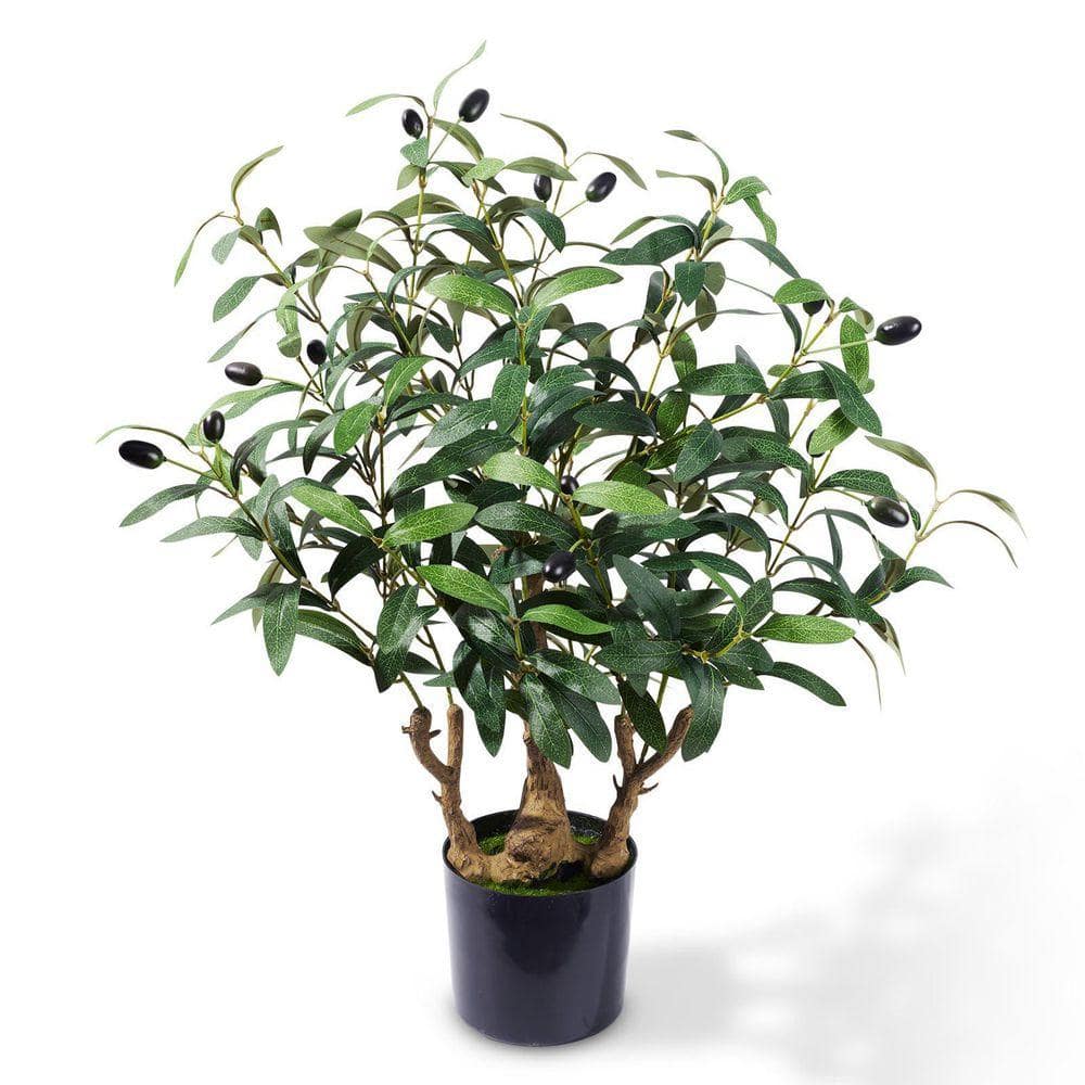 2 ft. Artificial Olive Tree in Pot-16 Faux Fruits Tabletop Decor
