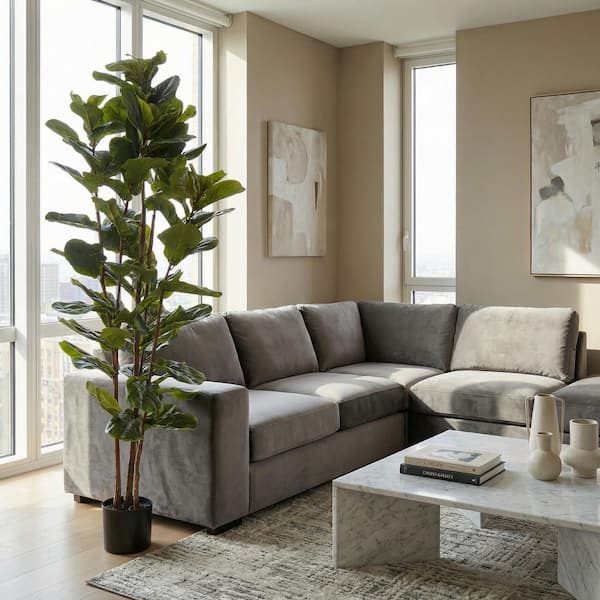 Pure Garden 72 in. Artificial Fiddle Leaf Fig Tree HW1500153 - The Pure Garden 72 in. Artificial Fiddle Leaf Fig Tree HW1500153 - The