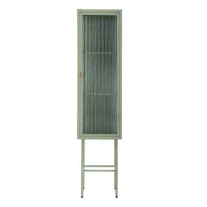 12.6" W x 14.8" D x 61.5" H Ready to Assemble Floor Base Kitchen Cabinet in Mint Green with Glass door and 3 Shelves