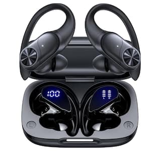 Premium Deep Bass IPX7 Wireless Earbuds with Wireless Charging Case Digital Display, Black