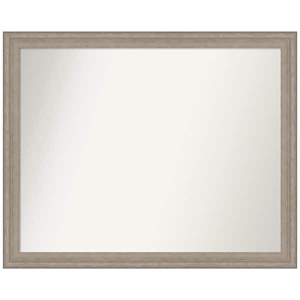 Amanti Art Curve Greywash 31 in. W x 25 in. H Non-Beveled Wood Bathroom Wall Mirror in Gray