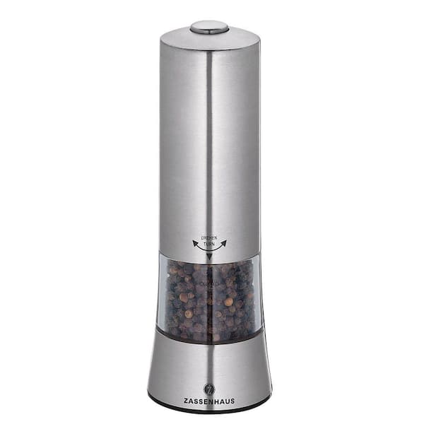 Gera Electric Pepper Mill, s/s, Acrylic, 2.5 in. Dia x 7 in.