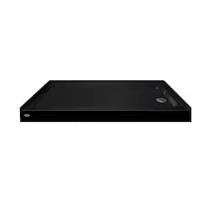 Primo 60 in. L x 32 in. W Alcove Shower Base with Right Drains in Black