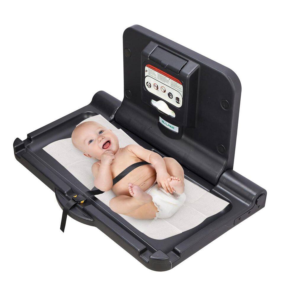 32 in. L x 18 in. W Wall Mounted Folding Baby Changing Station with Liner Holder and Bag Hooks, Black price history on PriceWatchPro