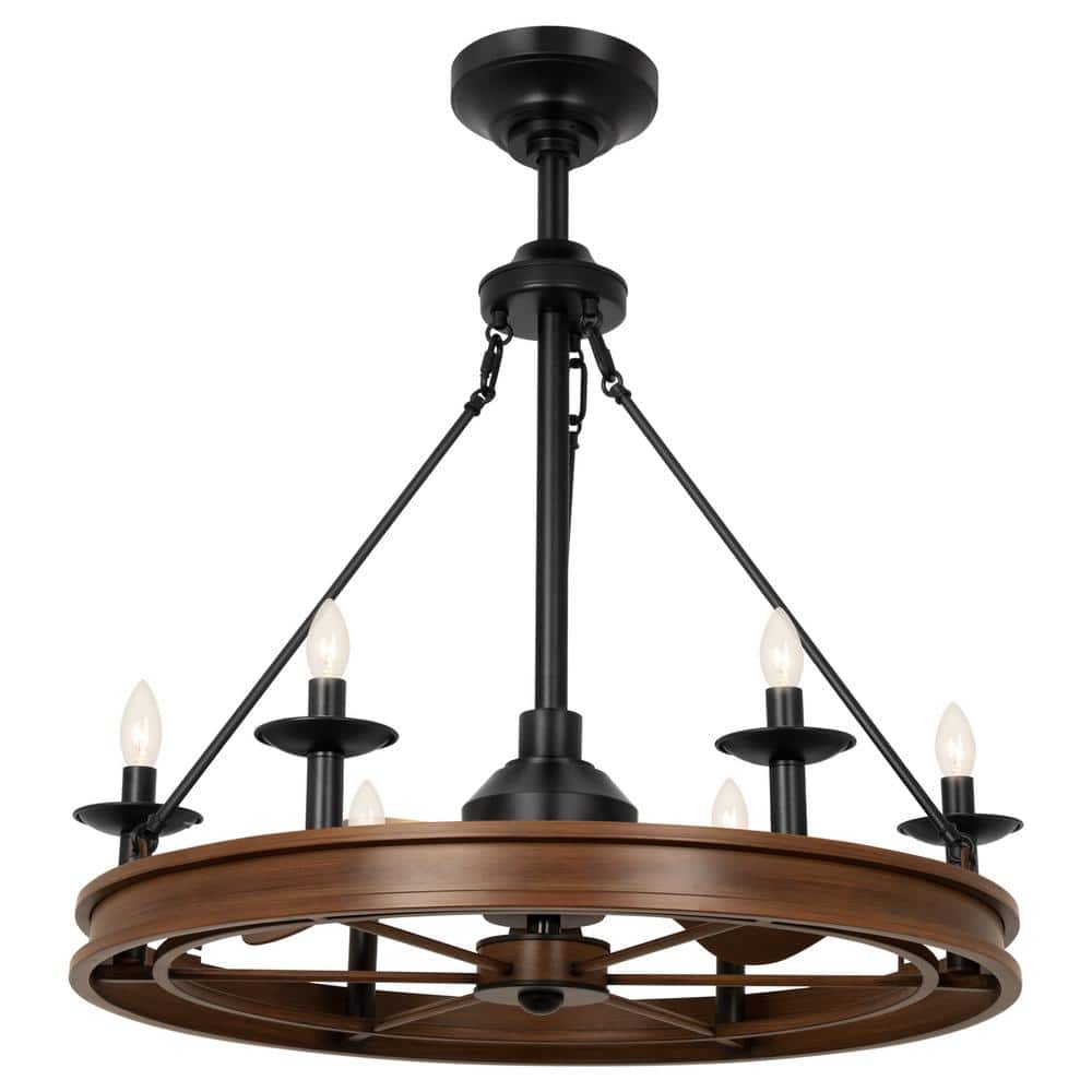 30 in. 6-Light Indoor Walnut 3-Blade Ceiling Fan with Light and Remote, Fan
