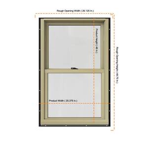 25.375 in. x 48 in. W-2500 Series Black Painted Clad Wood Double Hung Window w/ Natural Interior and Screen