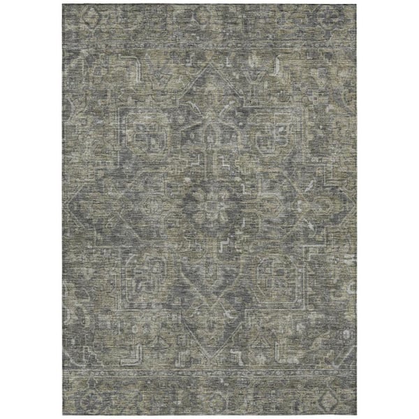 HomeRoots Brown and Black 5 ft. x 8 ft. Woven Oriental Rectangle Indoor/Outdoor Area Rug