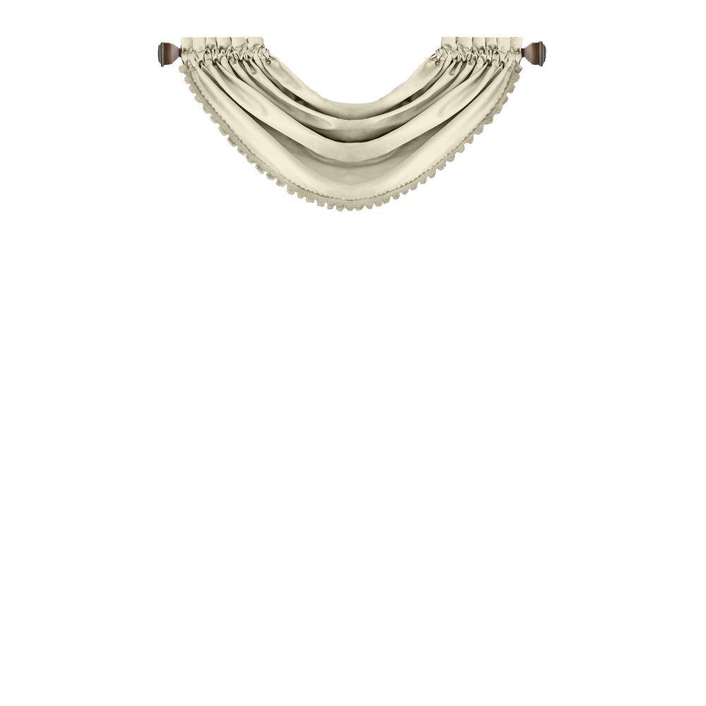 Ivory Polyester Blend Waterfall Valance, 52" W x 36" L