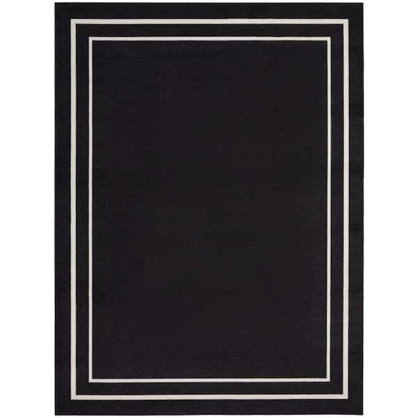Nourison Essentials Black Ivory 9 ft. x 12 ft. Solid Contemporary Area Rug