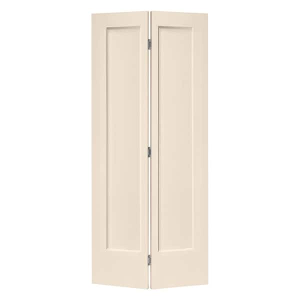 CALHOME 24 in. x 80 in. 1 Panel Shaker Beige Painted MDF Composite Bi-Fold Closet Door with Hardware Kit